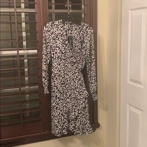 Long sleeve ruffle wrap dress